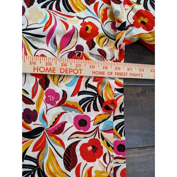 *NO BELT* The Pioneer M 8 10 Robe Kimono Red Floral Tropical Cover Up Lounge - Picture 8 of 8